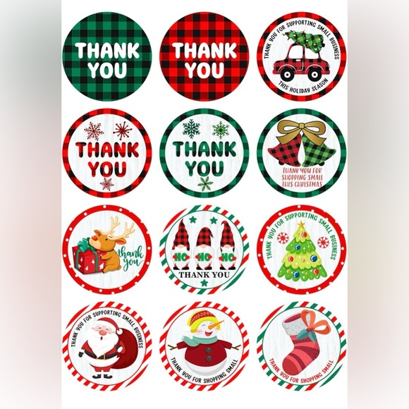 12 Bubble Holiday Poly Mailers w/ 12 thank you stickers - 7”x9” - Picture 3 of 3